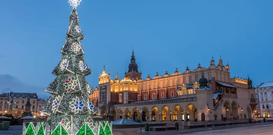 Vánoční výzdoba a adventní trhy v Krakově, Polsko