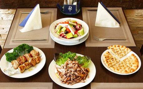 Řecké menu se souvlaki, gyros i tzatziky