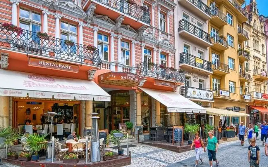 Karlovy Vary naproti Mlýnské kolonádě: Hotel Salvator **** se snídaní/polopenzí, vstupem do wellness a drinkem