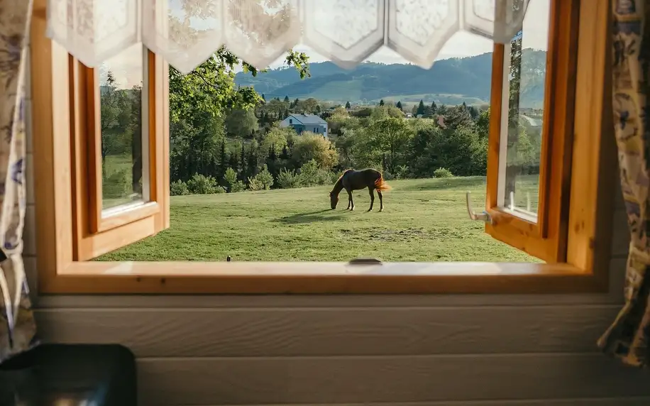 Chata na ranči v Beskydech: soukromí a výhled na koně