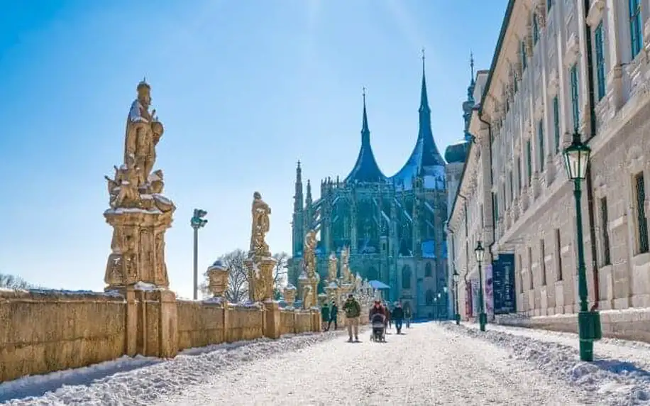 Kutná Hora: Pobyt s výhledem na chrám sv. Barbory v dobové Vile U Varhanáře *** s polopenzí a láhví vína