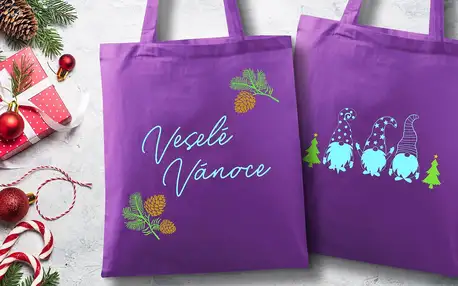 Vánoční textilní taška na nákupy vánočních dárků