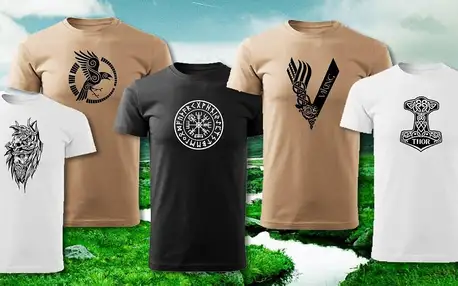 Pánská vikingská trička: Thorovo kladivo i vrána