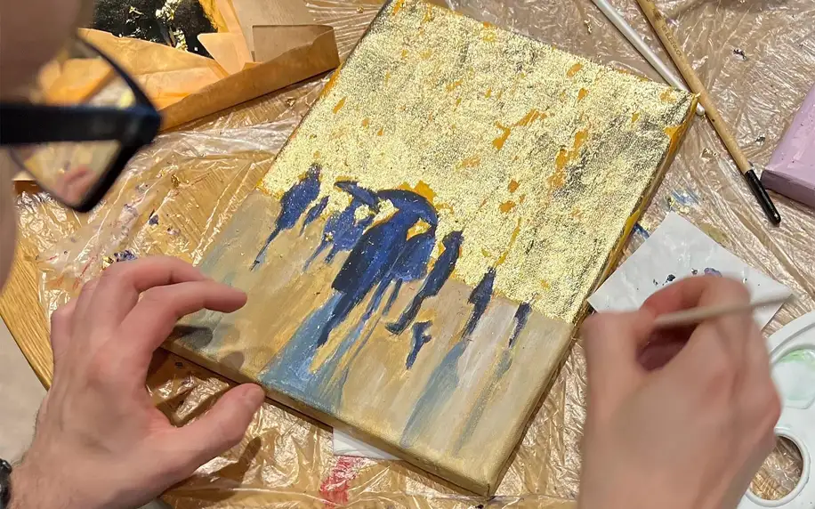 Workshop malování akrylem i za použití plátkového zlata
