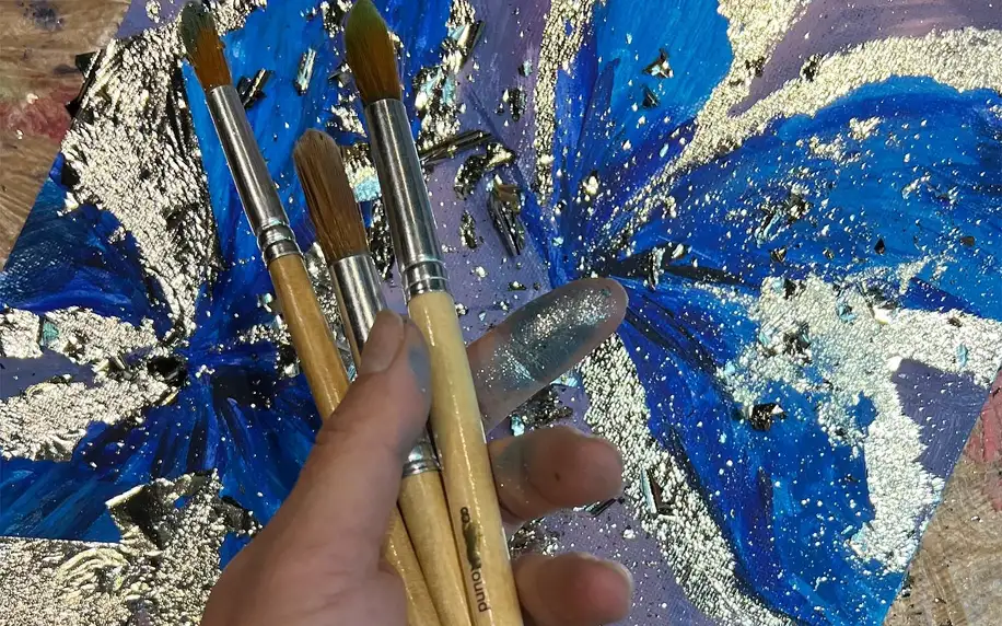 Workshop malování akrylem i za použití plátkového zlata