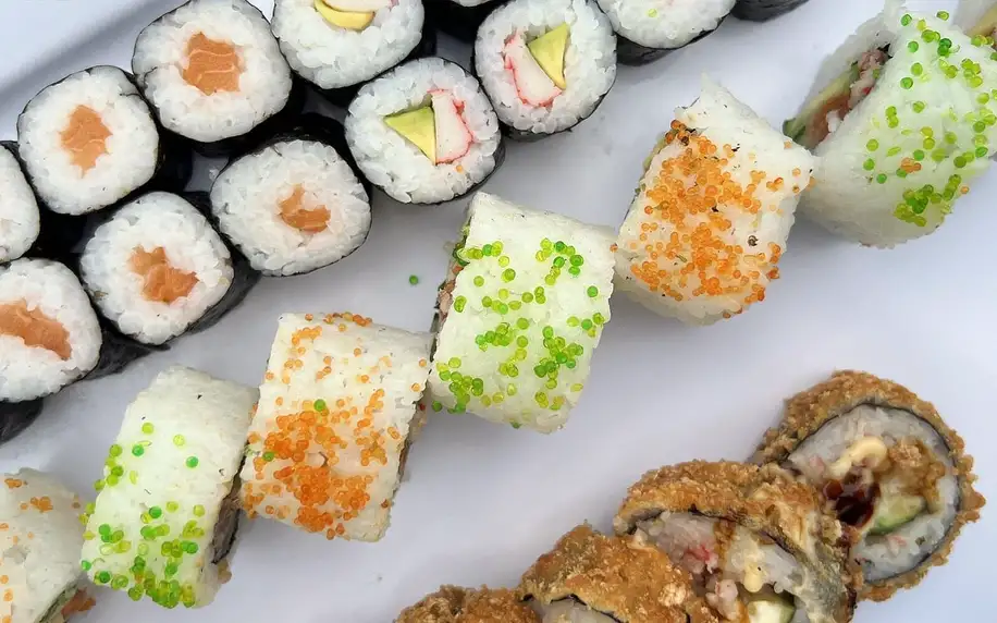 Sushi sety s 63 až 106 ks: maki, nigiri i tempura