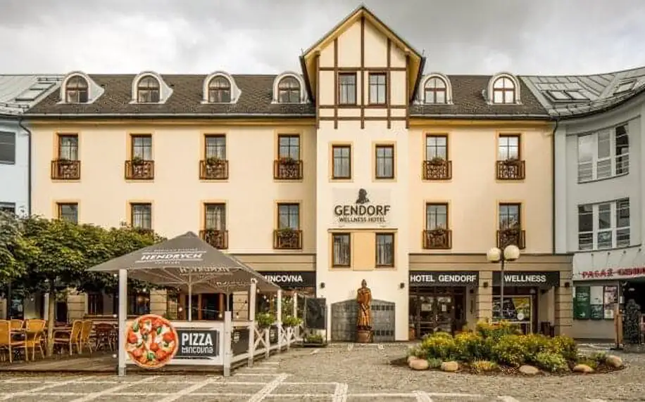 Krkonoše: Vrchlabí v Hotelu Gendorf *** s polopenzí, wellness (vířivka, 5 typů saun) a slevami + káva a dezert