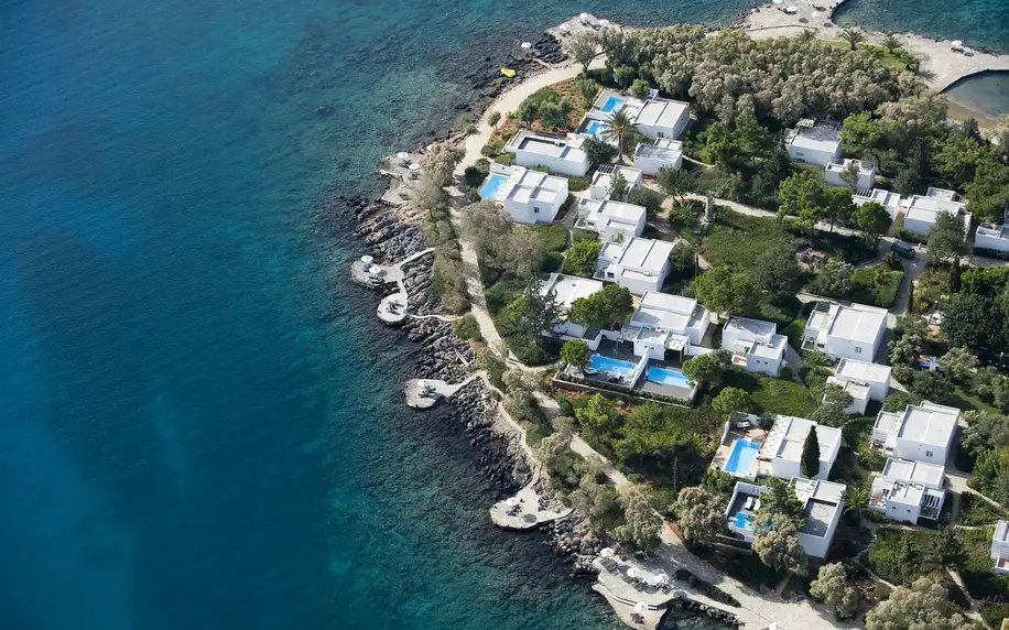 Minos Beach Art Hotel, Kréta, Bungalov s výhledem na moře, letecky, snídaně v ceně