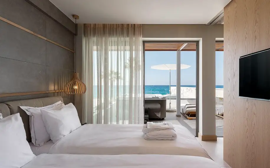 Ikones Seafront Luxury Suites, Kréta, Apartmá s výhledem na moře, letecky, polopenze