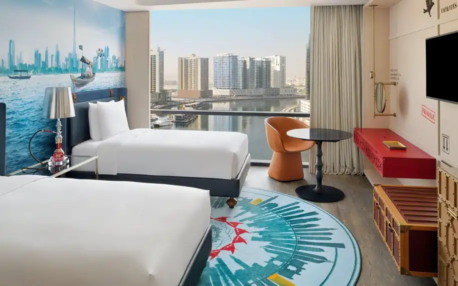 Indigo Dubai Downtown, Dubaj, Dvoulůžkový pokoj Deluxe s manželskou postelí, letecky, polopenze