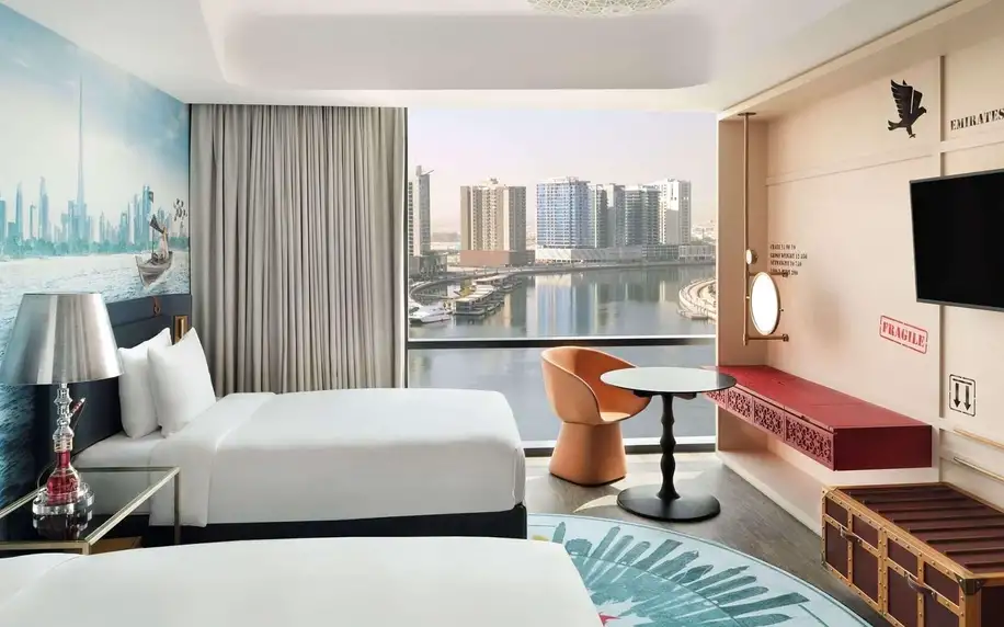Indigo Dubai Downtown, Dubaj, Dvoulůžkový pokoj Deluxe s manželskou postelí, letecky, polopenze
