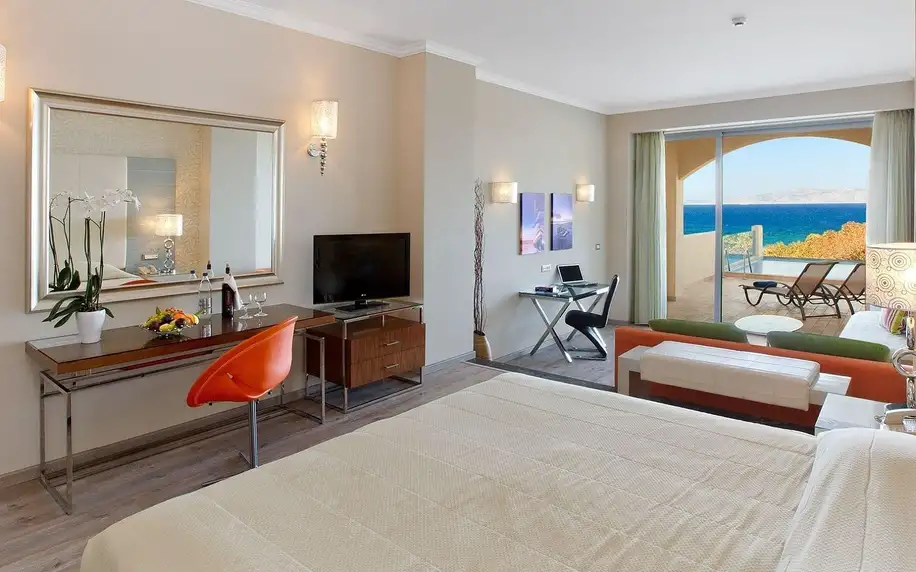 Atrium Platinum Luxury Resort & Spa, Rhodos, Dvoulůžkový pokoj Deluxe s výhledem na moře, letecky, snídaně v ceně