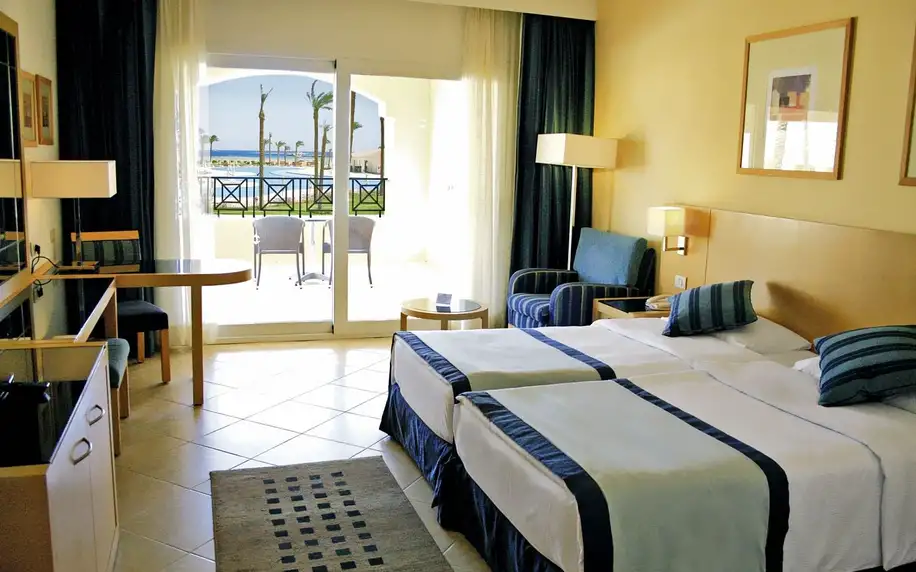 Cleopatra Luxury Resort Makadi Bay, Hurghada, Dvoulůžkový pokoj s výhledem na moře, letecky, all inclusive