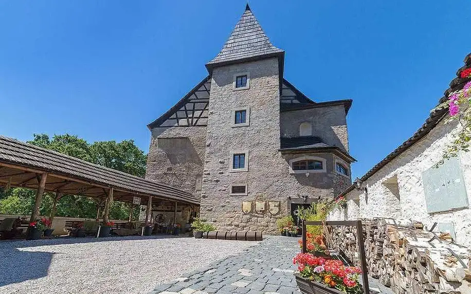 Fantastická dovolená plná historie na středověkém hradu Vildštejn s polopenzí, exkurzí a posezením na vinici pro dva