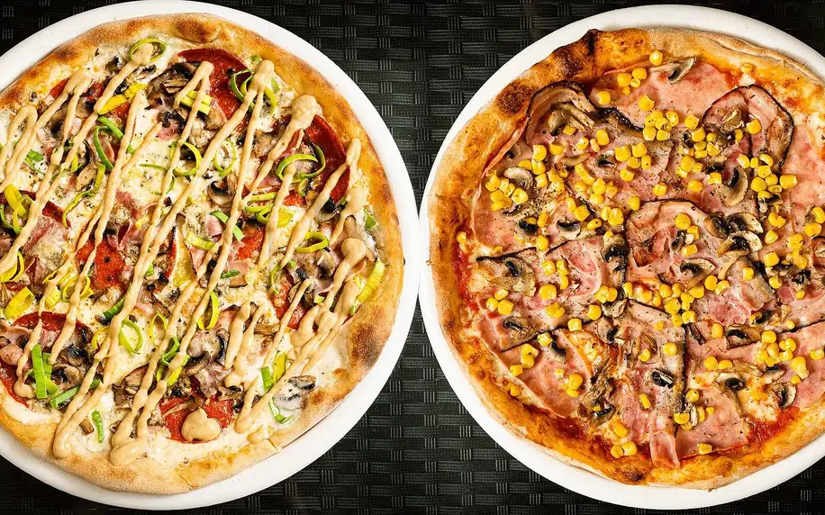 Dvě pizzy dle výběru z mnoha druhů k odnosu s sebou