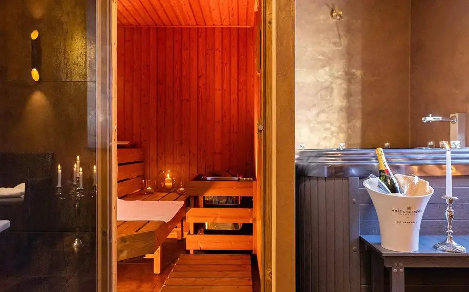 60 min. privátní vířivky a finské sauny pro 2 osoby